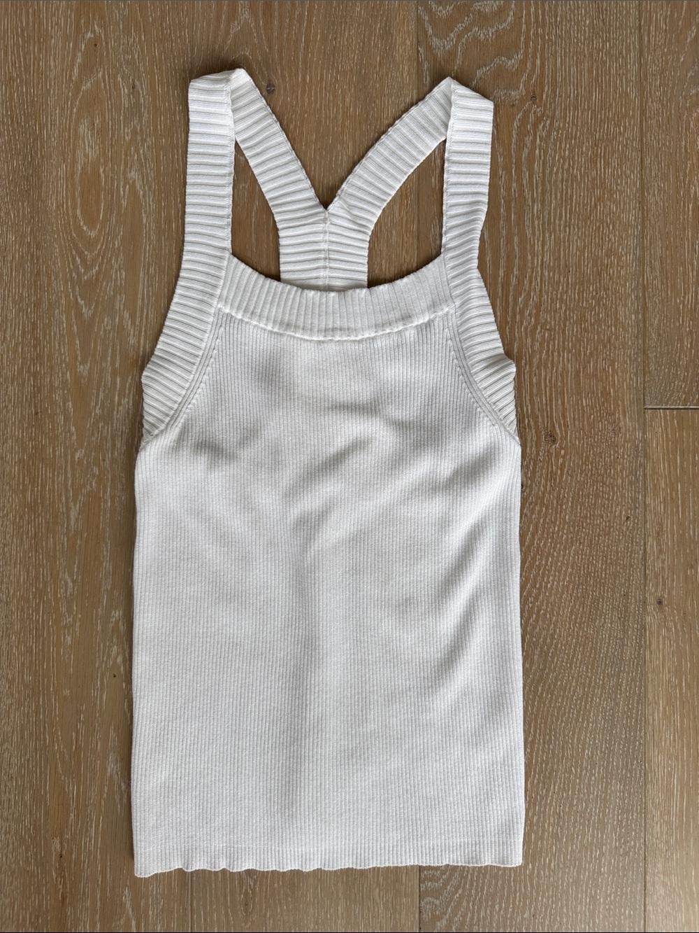 H&M White Ribbed Cross-Back Sweater Tank. Worn once (runs a little big).